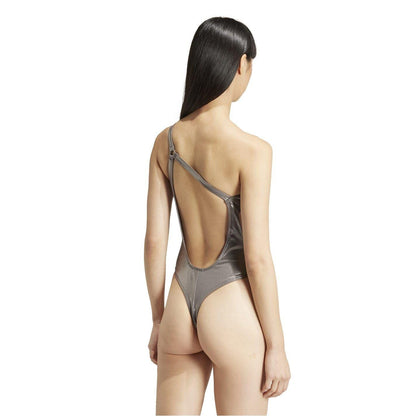 Charcoal - Back - Adidas Womens-Ladies Metallic Slim One Piece Swimsuit