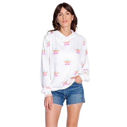 Off White - Front - PJ Salvage Womens-Ladies Stardust French Terry Hoodie