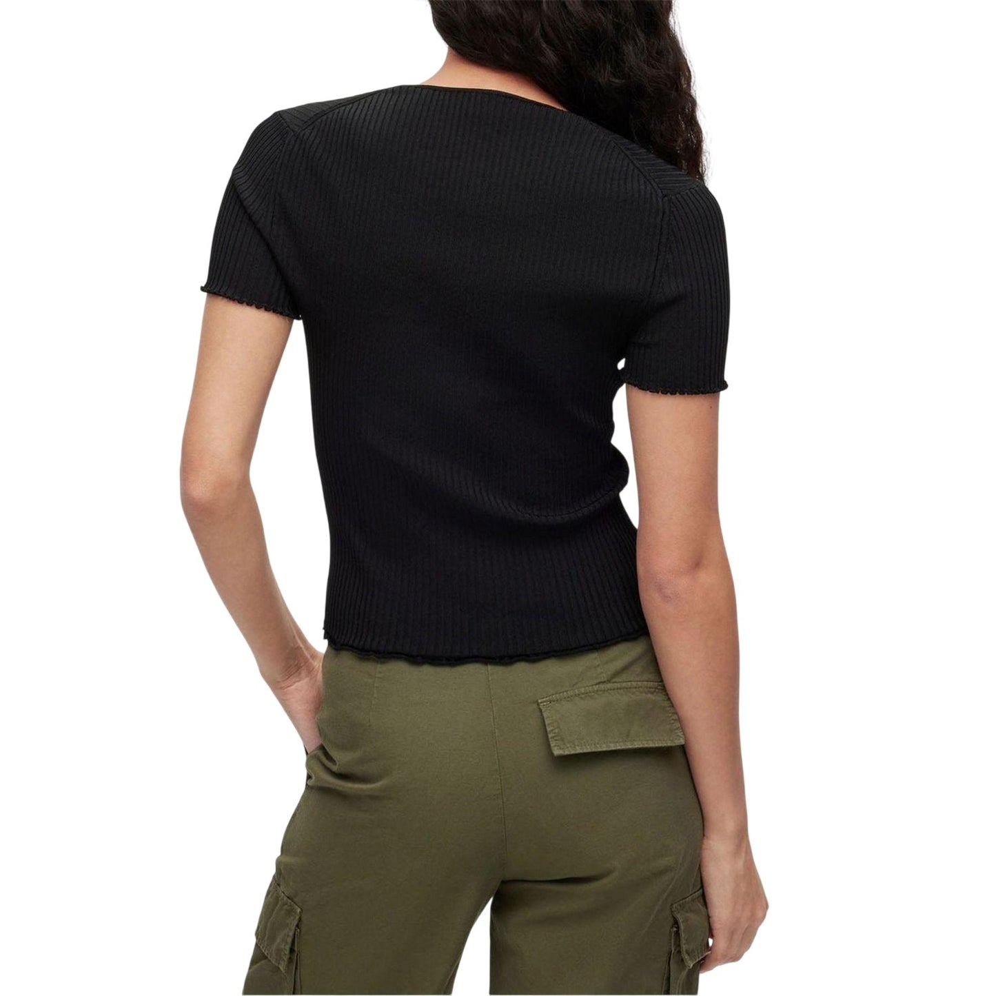 Black - Back - Hugo Womens-Ladies Slissy Slim Short-Sleeved Top