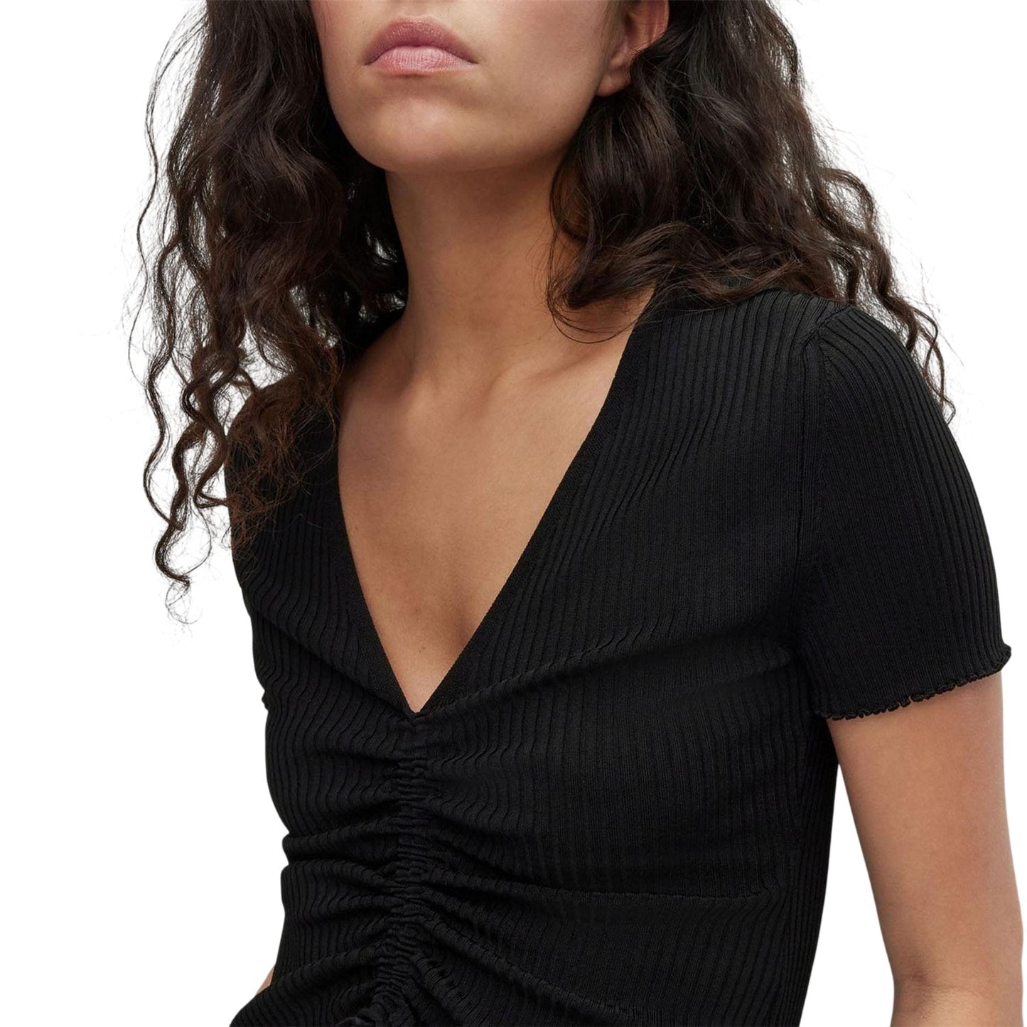Black - Side - Hugo Womens-Ladies Slissy Slim Short-Sleeved Top