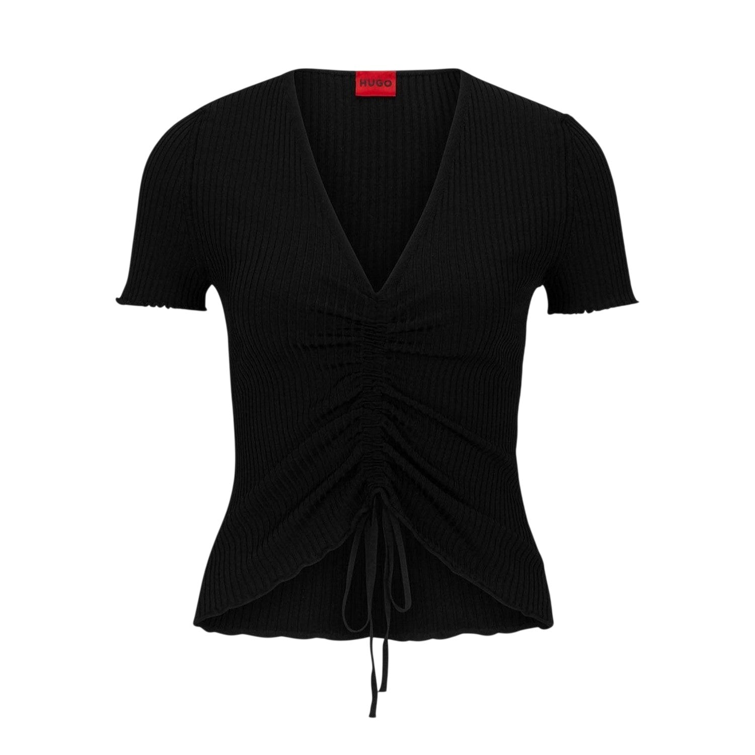 Black - Front - Hugo Womens-Ladies Slissy Slim Short-Sleeved Top