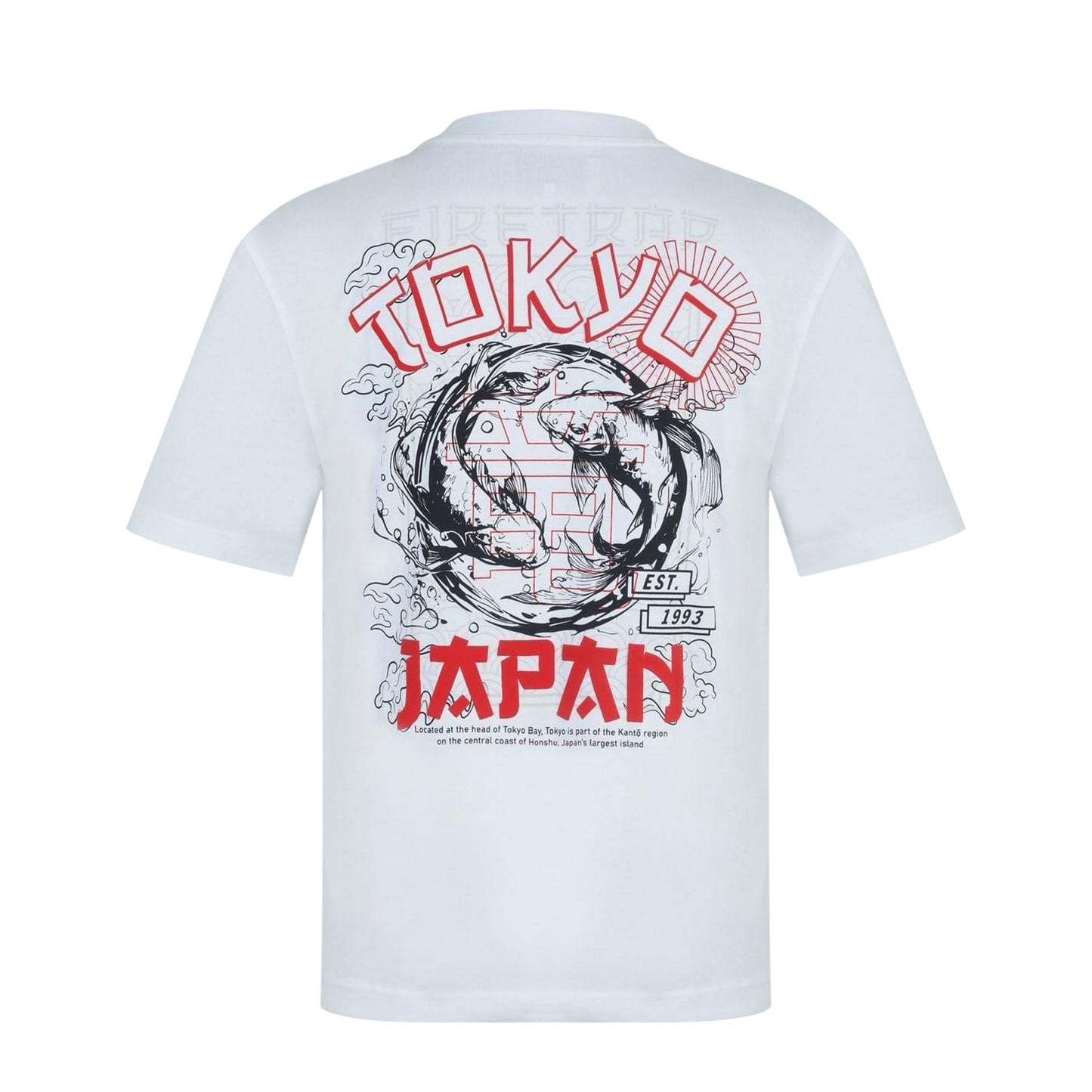 White - Back - Firetrap Mens Tokyo Lettering Oversized T-Shirt