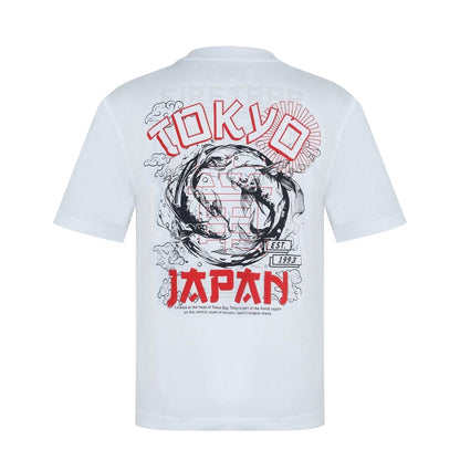 White - Back - Firetrap Mens Tokyo Lettering Oversized T-Shirt