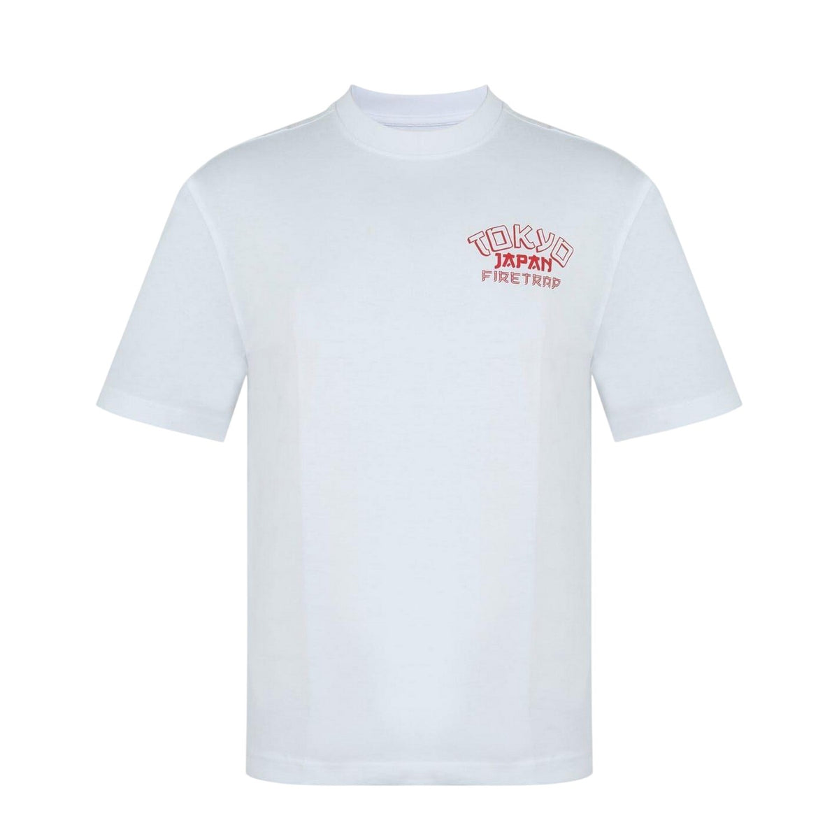 White - Front - Firetrap Mens Tokyo Lettering Oversized T-Shirt