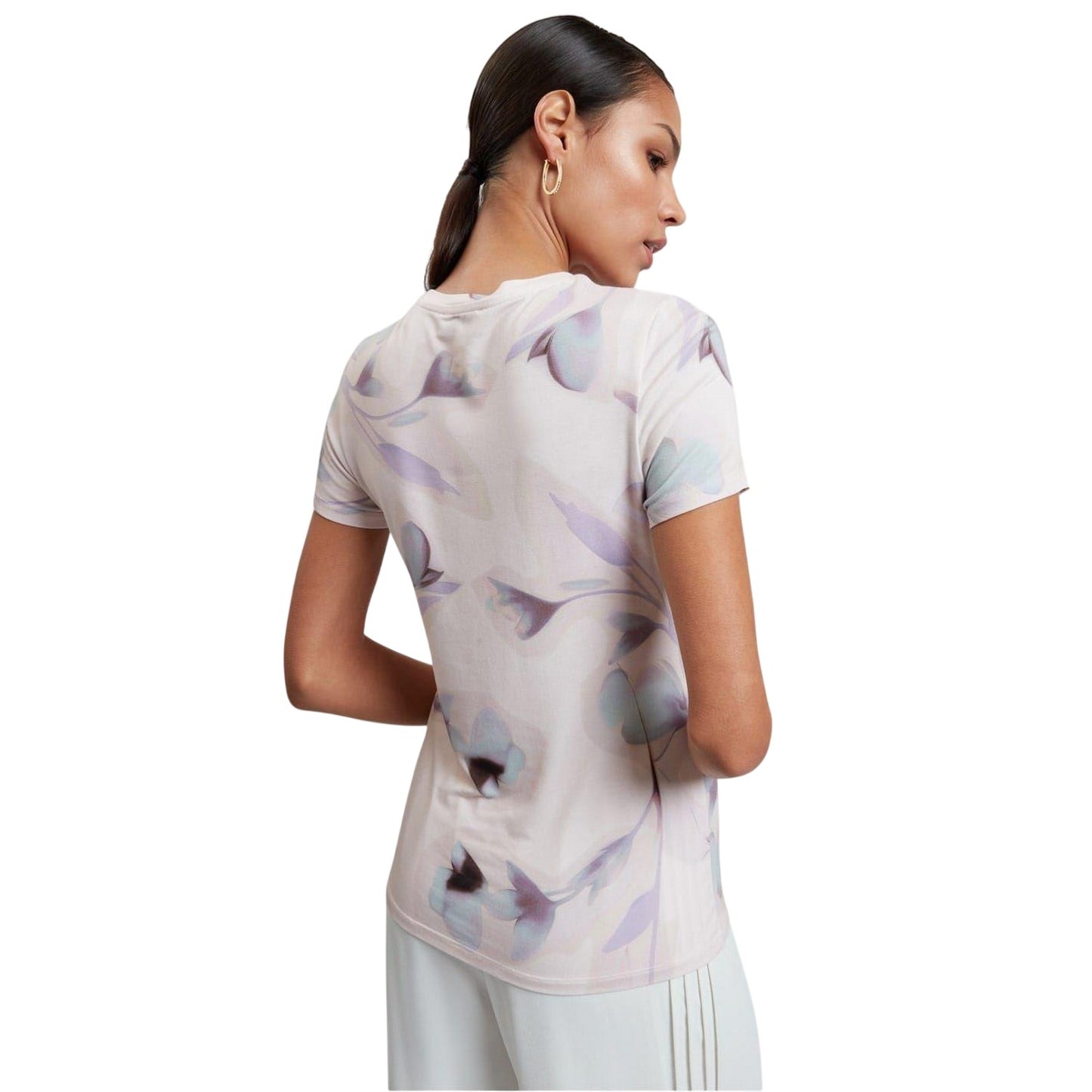 Pink - Back - Ted Baker Womens-Ladies Floral Slim T-Shirt