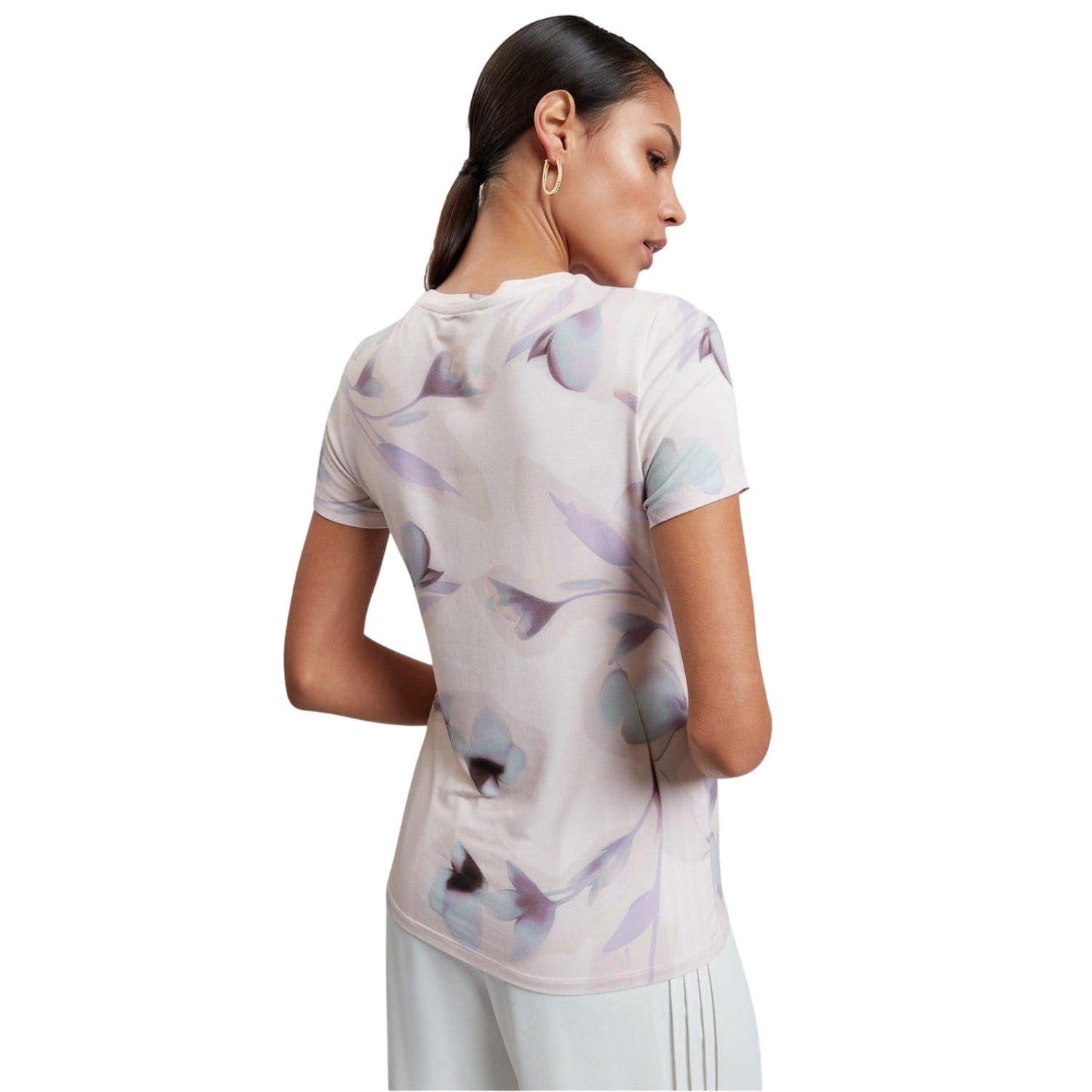 Pink - Back - Ted Baker Womens-Ladies Floral Slim T-Shirt