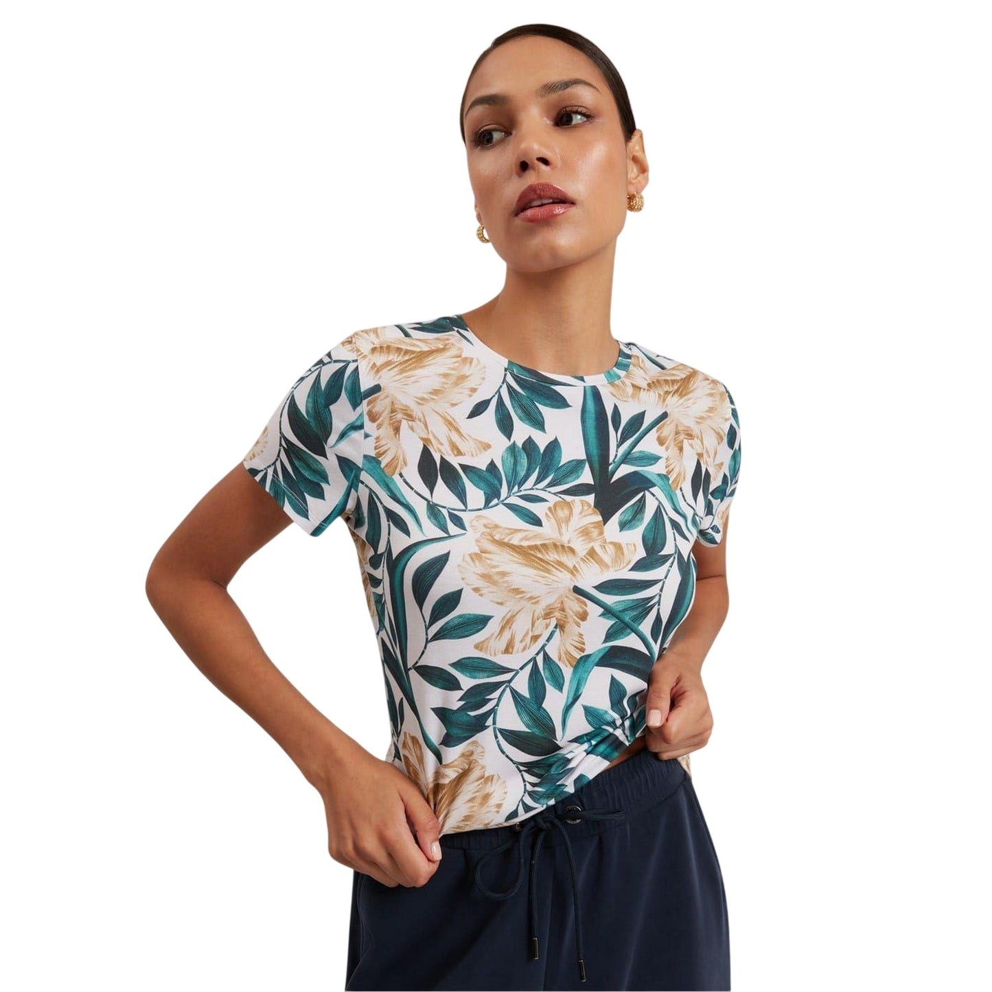 Cream - Side - Ted Baker Womens-Ladies Floral T-Shirt