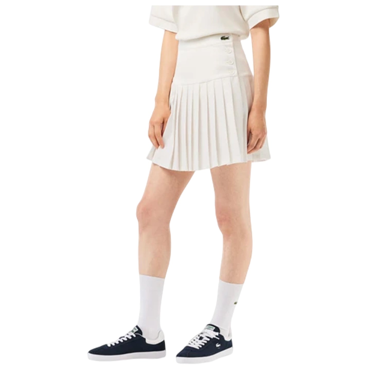 Cream - Side - Lacoste Womens-Ladies Roland Garros Edition Pleated Skirt