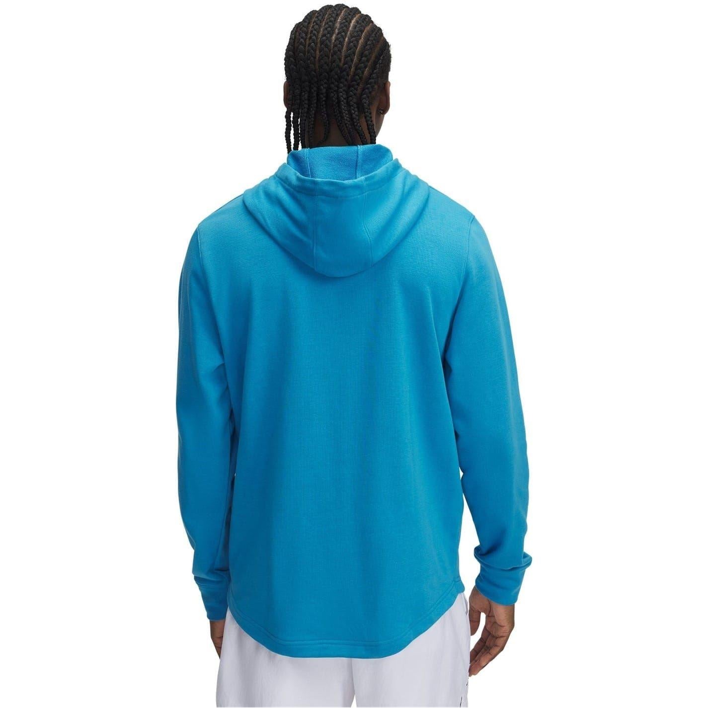 Blue - Back - Under Armour Mens Rival Logo French Terry Hoodie