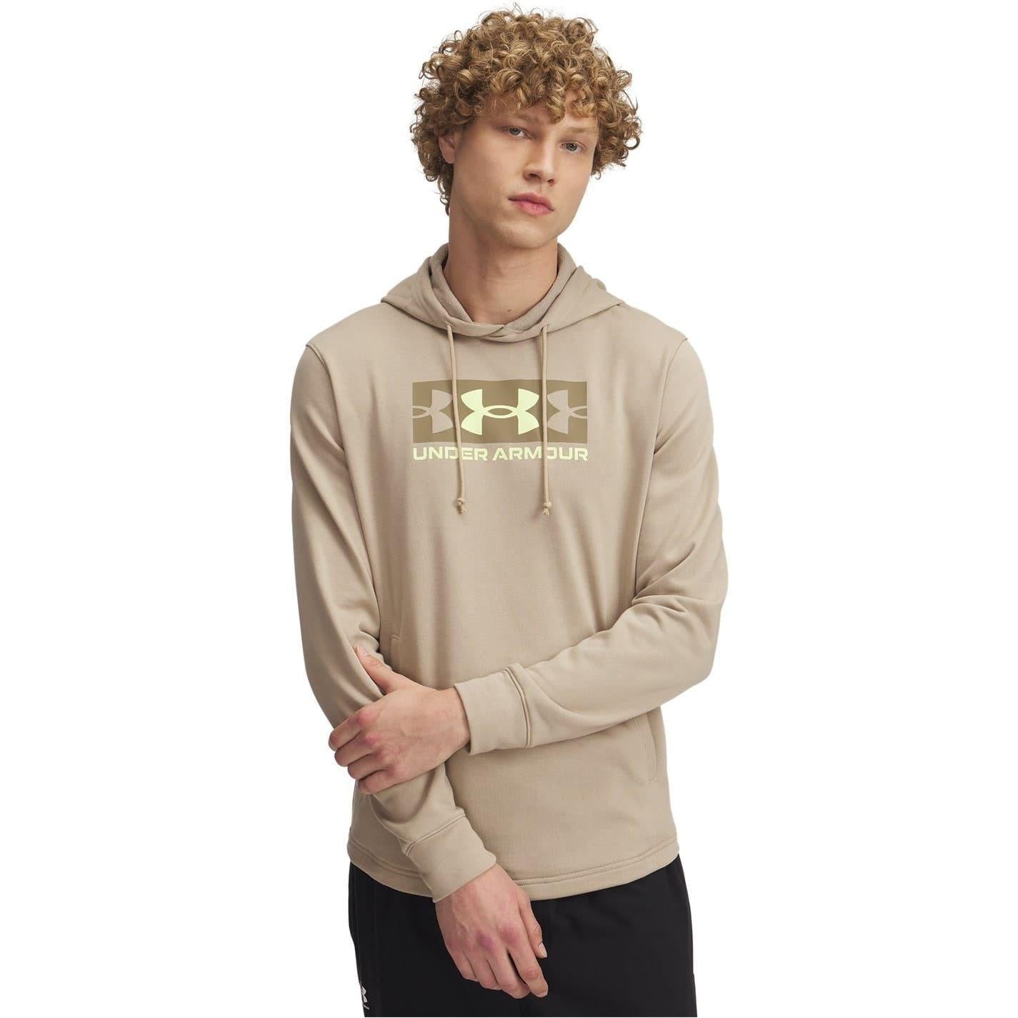 Brown - Back - Under Armour Mens Rival Logo French Terry Hoodie