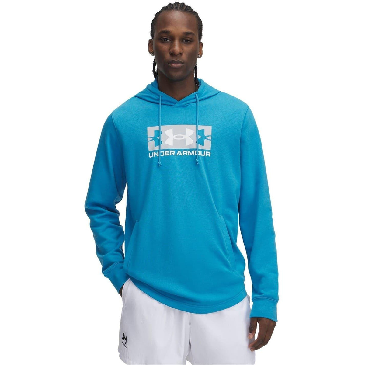 Blue - Front - Under Armour Mens Rival Logo French Terry Hoodie