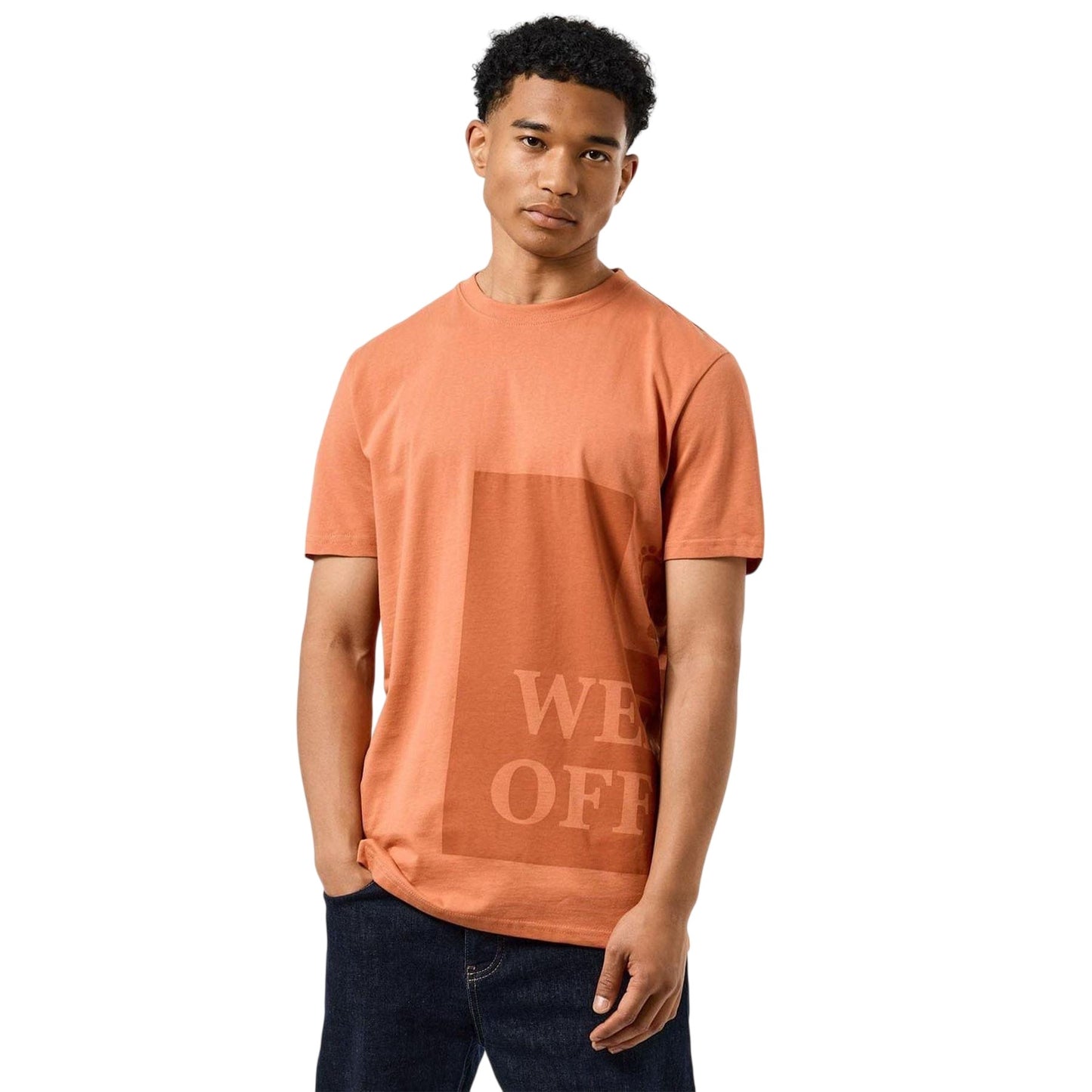 Orange - Side - Weekend Offender Mens Ryan Tonal Prison Cotton T-Shirt