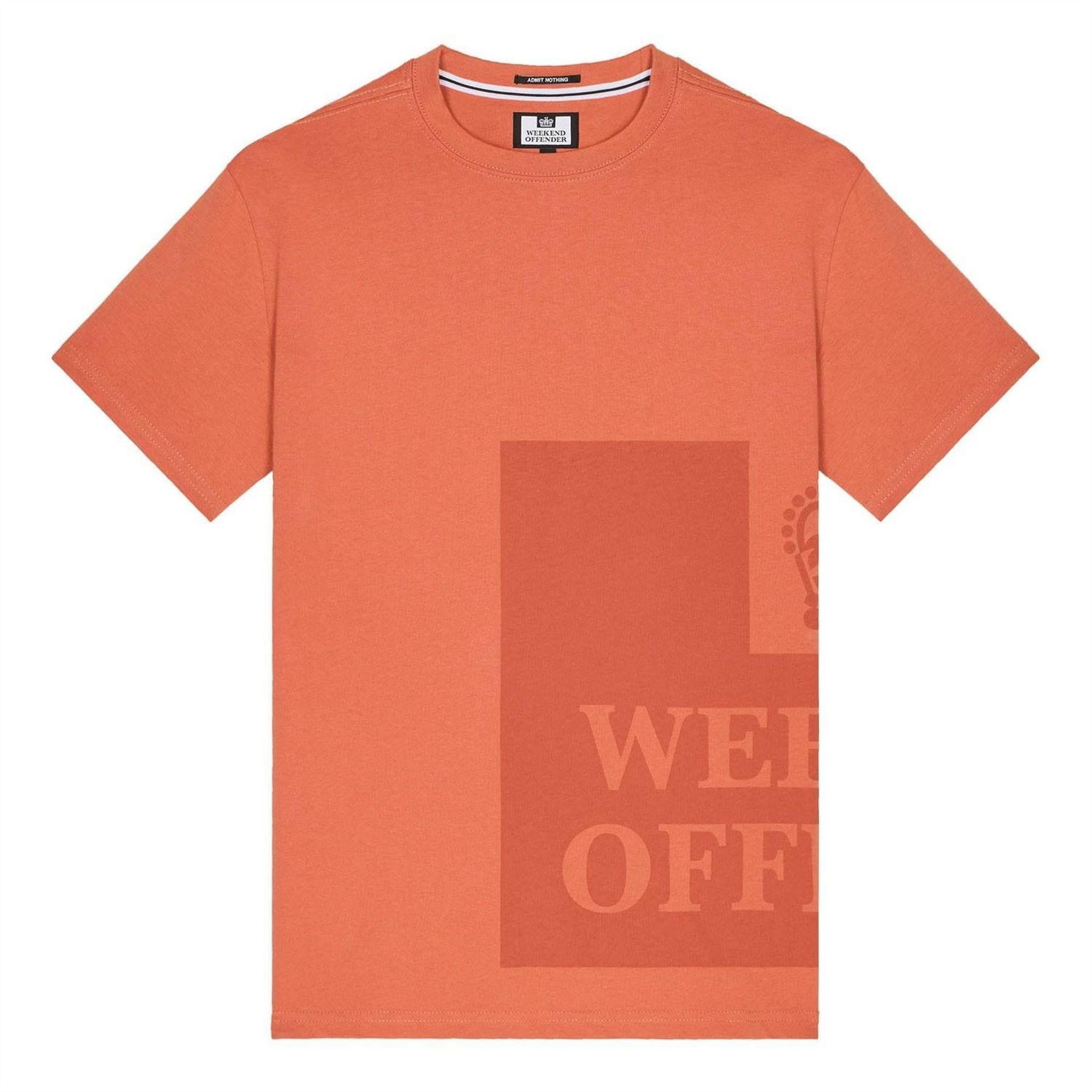 Orange - Front - Weekend Offender Mens Ryan Tonal Prison Cotton T-Shirt