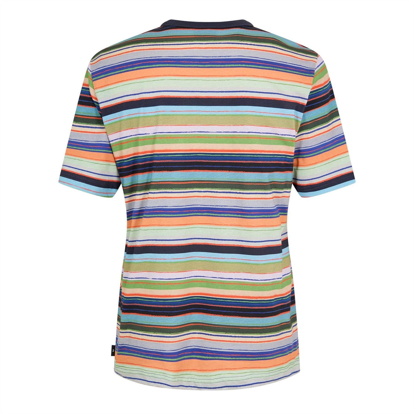 Multicoloured - Back - Paul Smith Mens Multi Stripe Cotton Regular T-Shirt
