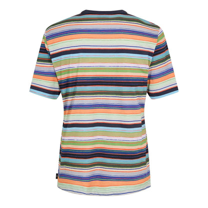 Multicoloured - Back - Paul Smith Mens Multi Stripe Cotton Regular T-Shirt