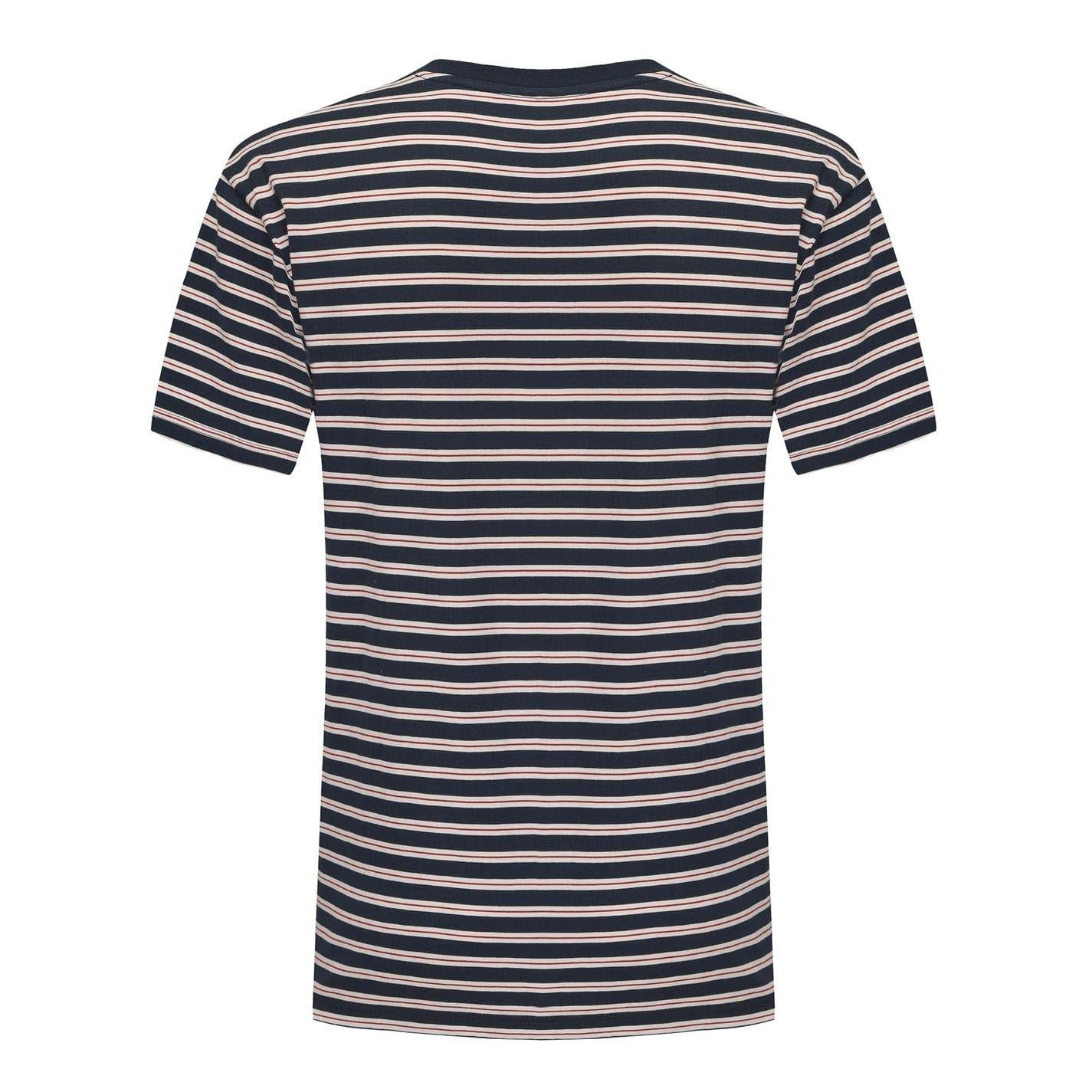 Dark Navy - Back - Firetrap Mens Striped Crew Neck T-Shirt