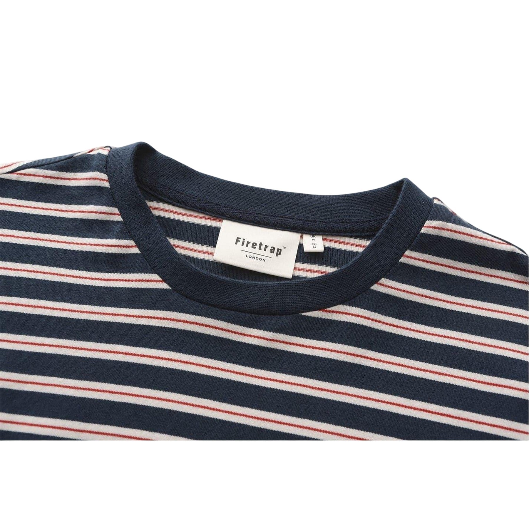 Dark Navy - Pack Shot - Firetrap Mens Striped Crew Neck T-Shirt