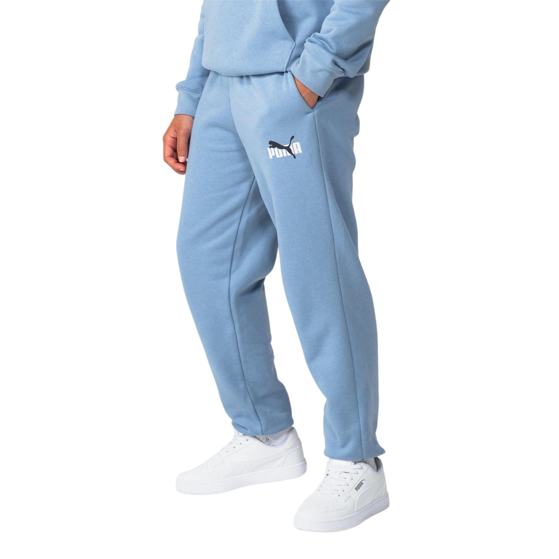 Zen Blue - Side - Puma Childrens-Kids Fleece Logo Sweatpants