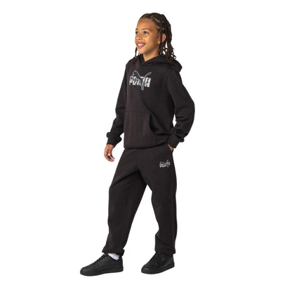 Black - Side - Puma Childrens-Kids Fleece Logo Sweatpants