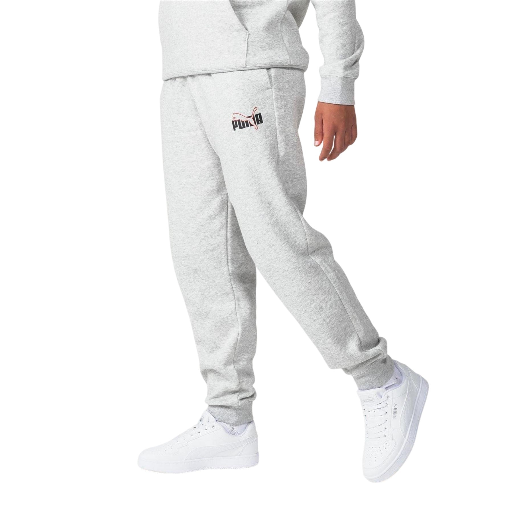 Grey - Front - Puma Childrens-Kids Fleece Logo Sweatpants