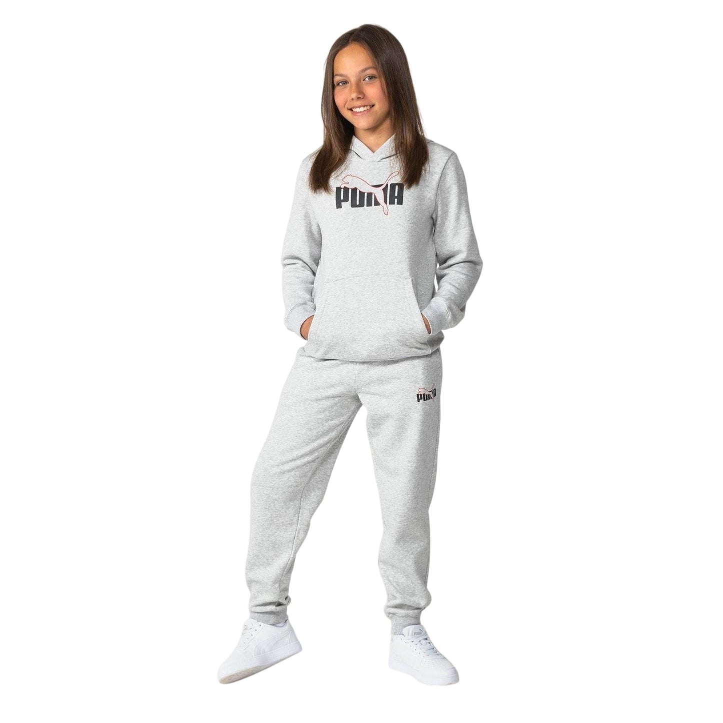 Grey - Lifestyle - Puma Childrens-Kids Fleece Logo Sweatpants