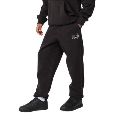 Black - Front - Puma Childrens-Kids Fleece Logo Sweatpants