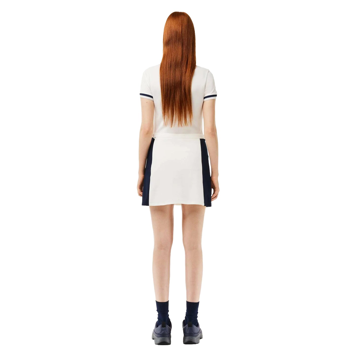 White-Navy - Back - Lacoste Womens-Ladies Colour Block Pique Mini Skirt