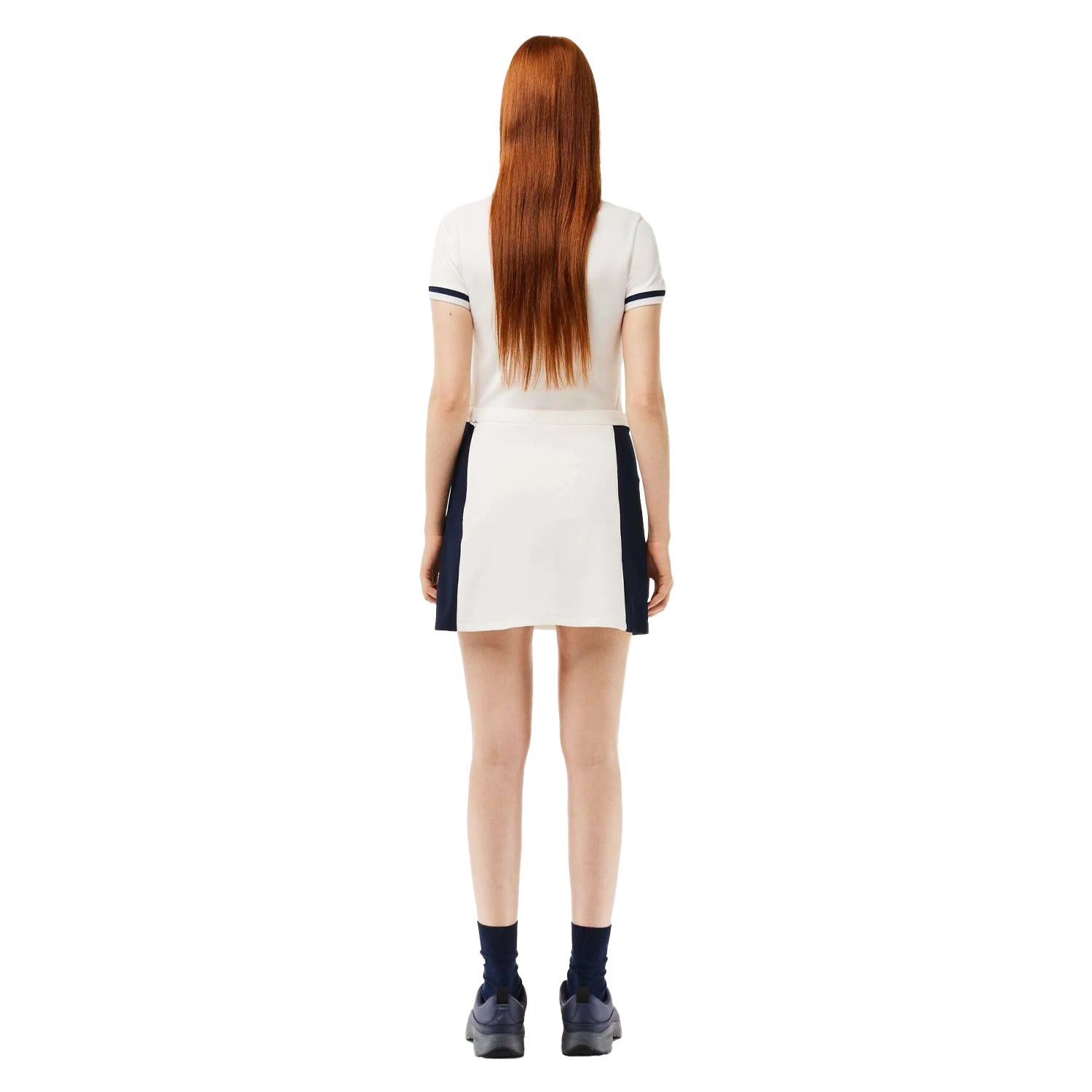 White-Navy - Back - Lacoste Womens-Ladies Colour Block Pique Mini Skirt