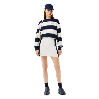 White-Navy - Pack Shot - Lacoste Womens-Ladies Colour Block Pique Mini Skirt