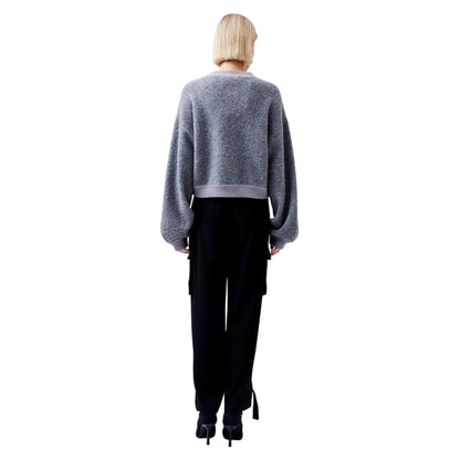 Dove Grey - Back - French Connection Womens-Ladies Melissa Cropped Balloon Sleeve Cardigan