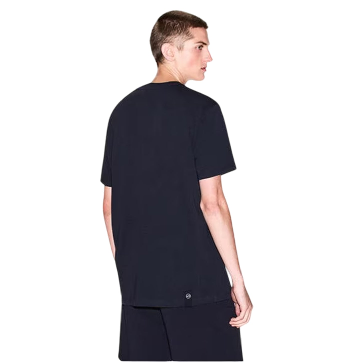 Navy - Back - Armani Exchange Mens Linear Logo T-Shirt