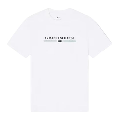 Off White - Front - Armani Exchange Mens Linear Logo T-Shirt