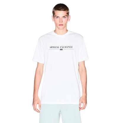 Off White - Side - Armani Exchange Mens Linear Logo T-Shirt