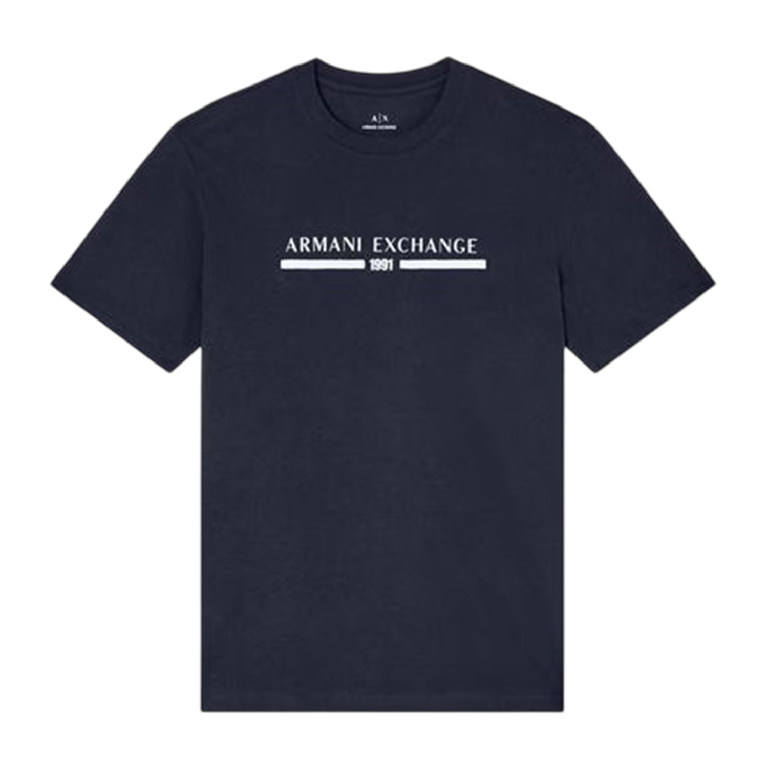 Navy - Front - Armani Exchange Mens Linear Logo T-Shirt
