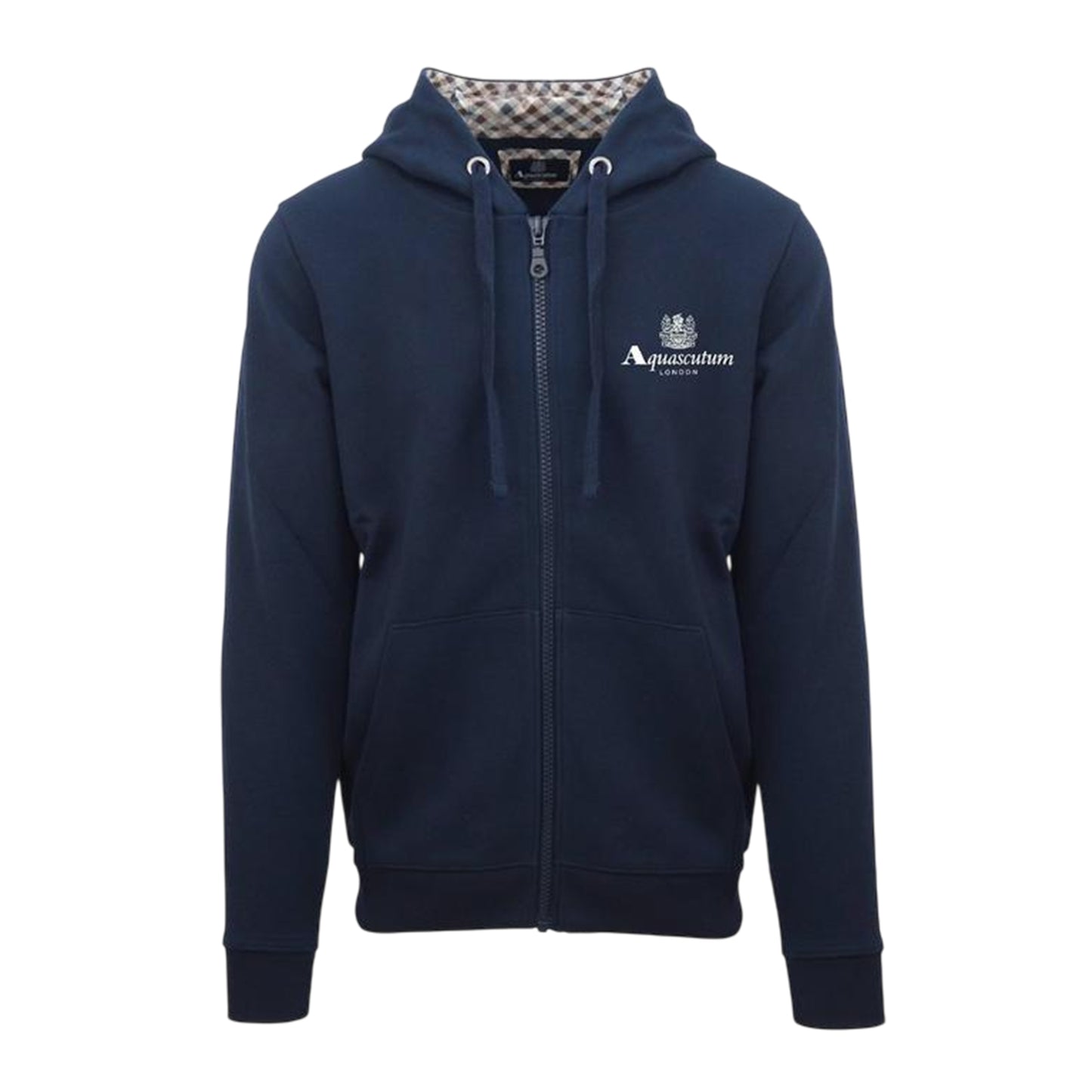 Navy - Front - Aquascutum Mens Active Full Zip Hoodie