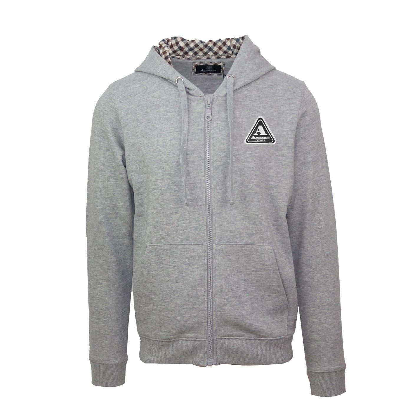 Mid Grey - Front - Aquascutum Mens Active Full Zip Hoodie