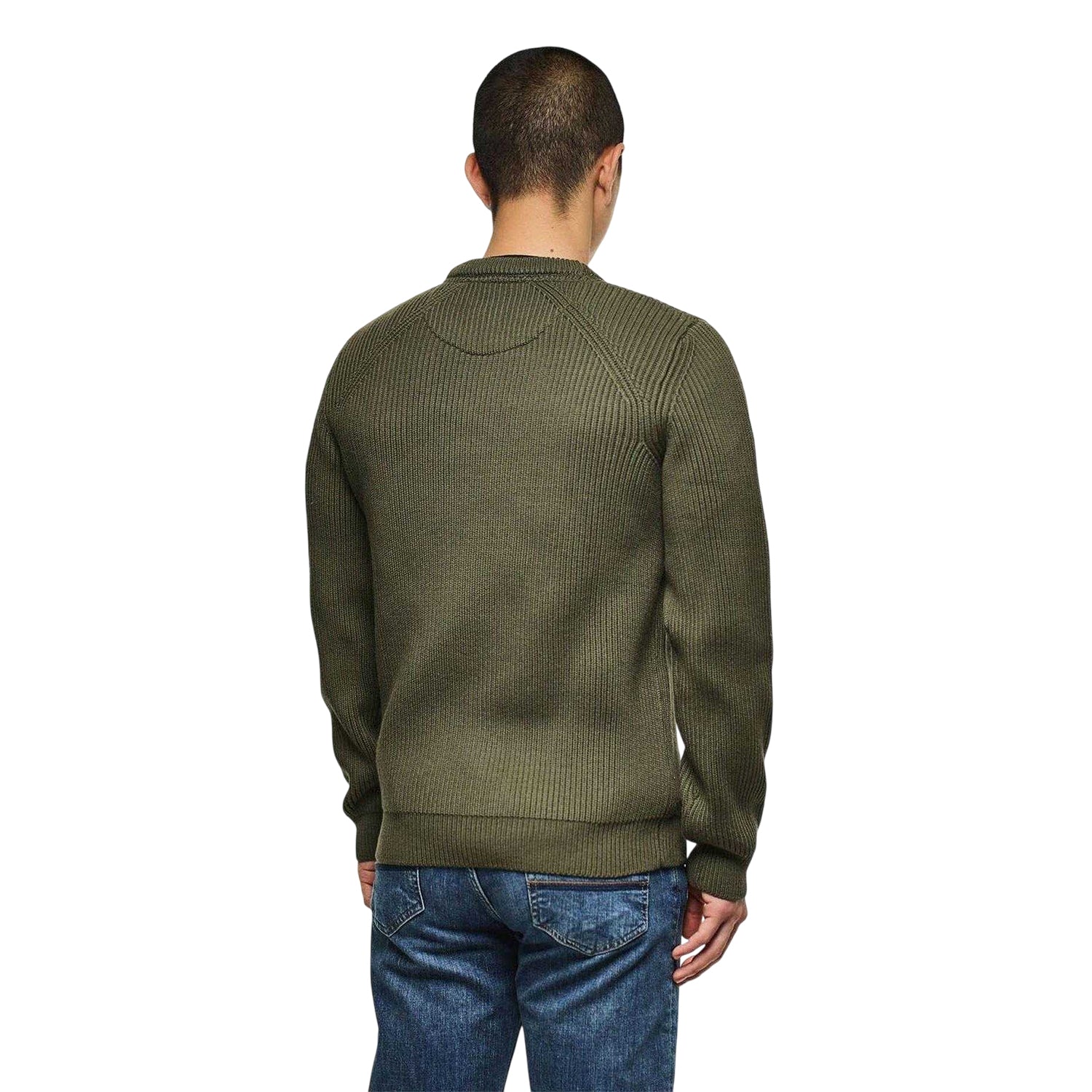 Green - Back - Weekend Offender Mens Morello Rib Knit Jumper