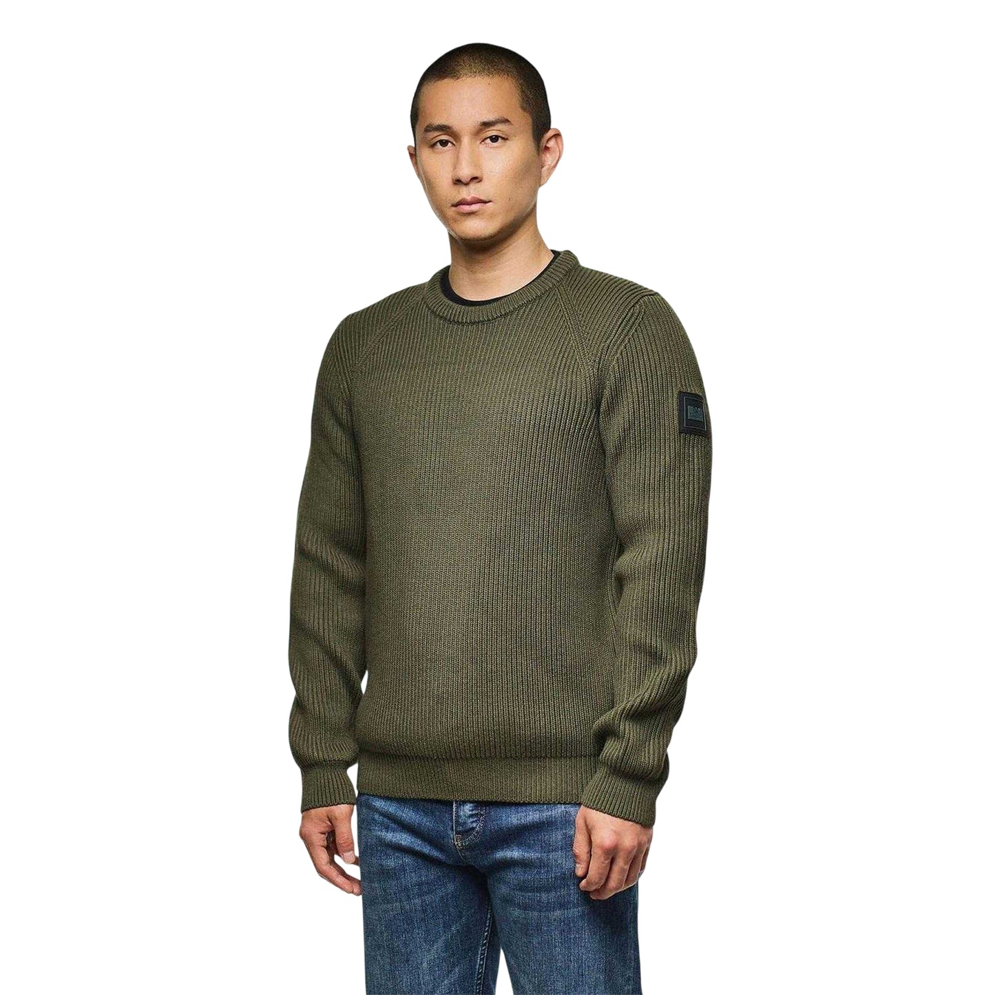 Green - Side - Weekend Offender Mens Morello Rib Knit Jumper
