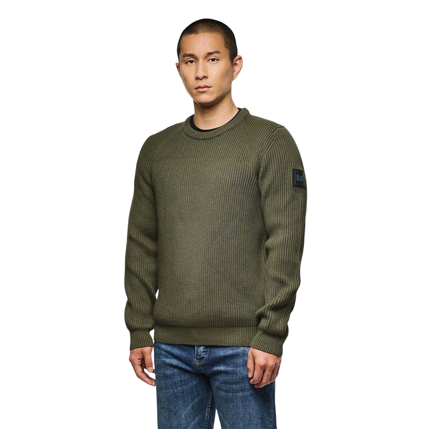 Green - Side - Weekend Offender Mens Morello Rib Knit Jumper