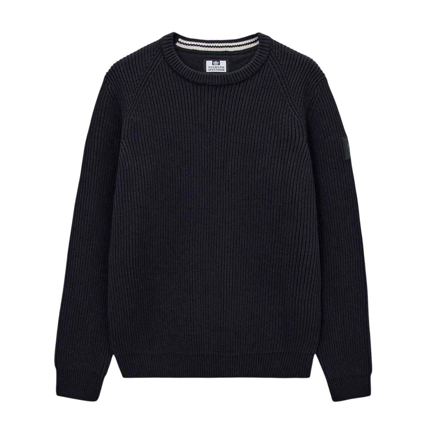 Navy - Front - Weekend Offender Mens Morello Rib Knit Jumper