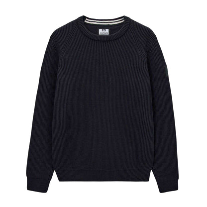 Navy - Front - Weekend Offender Mens Morello Rib Knit Jumper