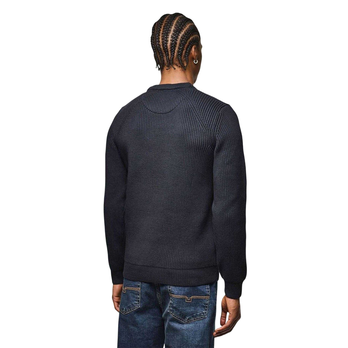 Navy - Back - Weekend Offender Mens Morello Rib Knit Jumper