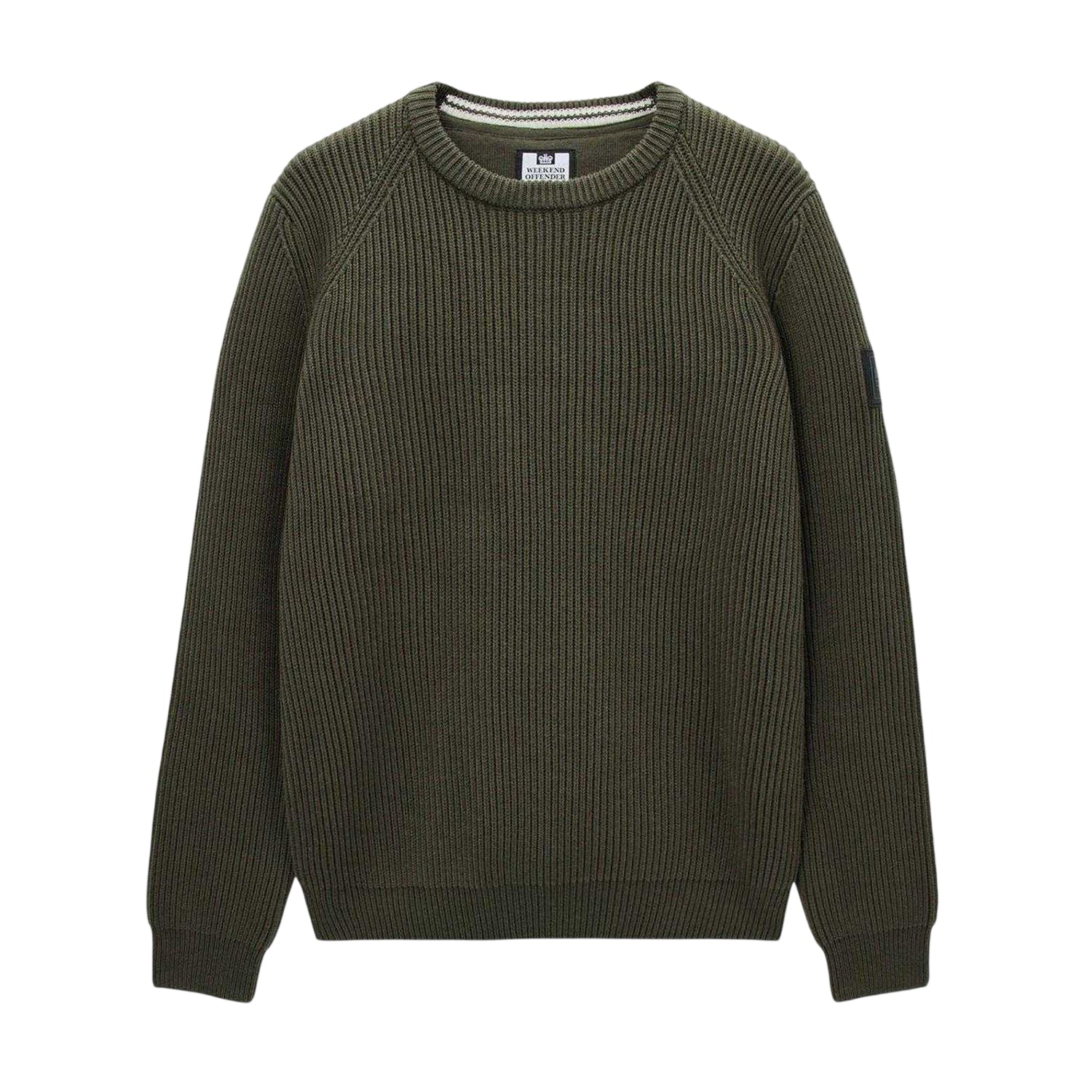 Green - Front - Weekend Offender Mens Morello Rib Knit Jumper