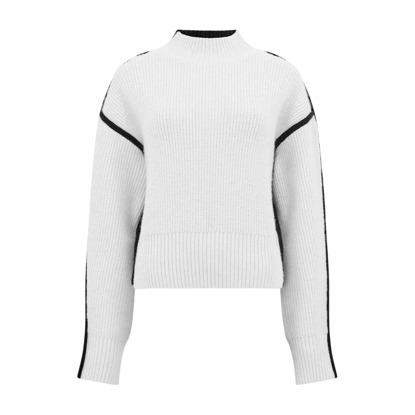 White - Front - French Connection Womens-Ladies Ribbed Mock Neck Relaxed Fit Sweater Top