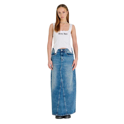 Blue - Side - The Ragged Priest Womens-Ladies Denim Maxi Skirt