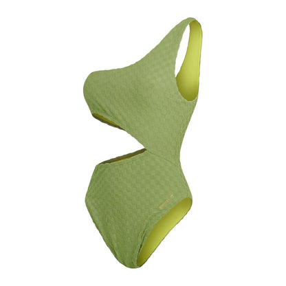 Green - Front - Speedo Womens-Ladies Checkerboard Textured Cut Out One Piece Swimsuit