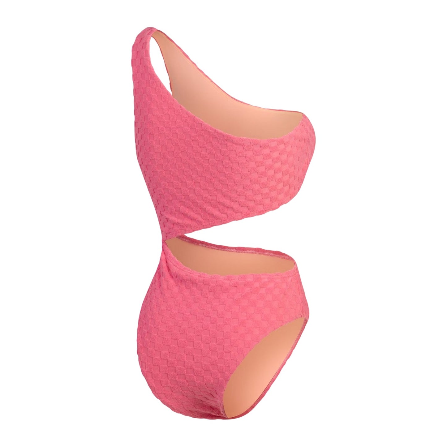 Light Pink - Back - Speedo Womens-Ladies Checkerboard Textured Cut Out One Piece Swimsuit