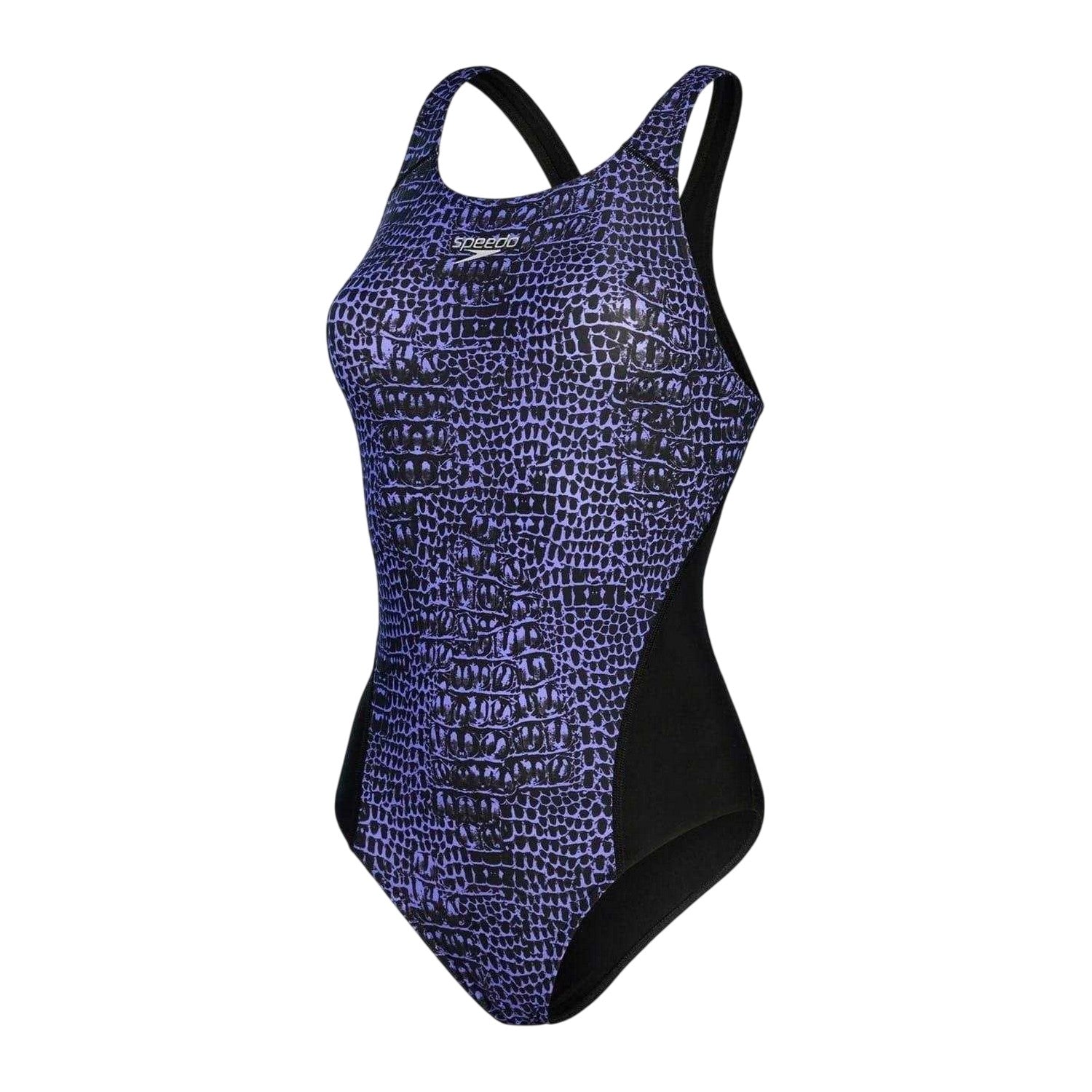 Black-Blue - Front - Speedo Womens-Ladies Snake Print One Piece Swimsuit