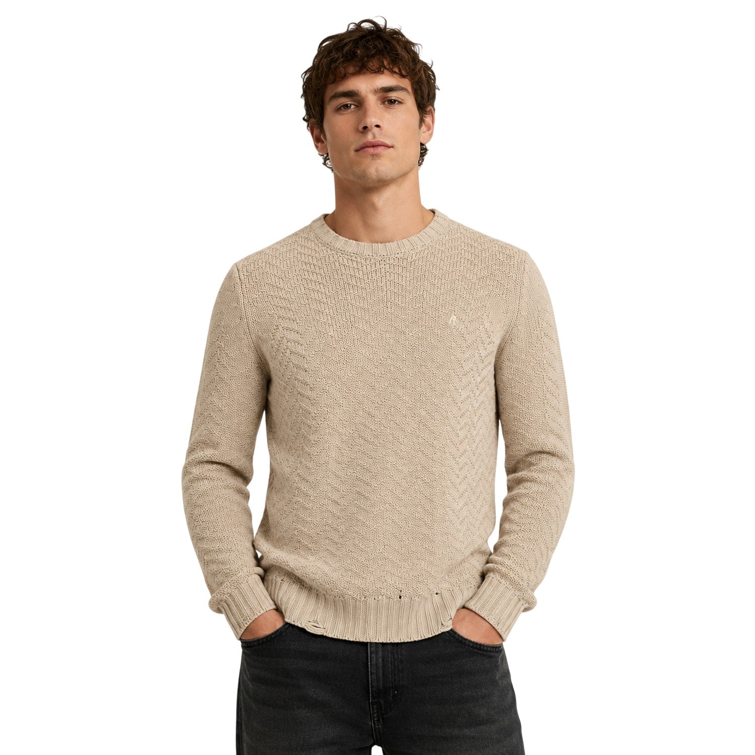 Brown - Side - Replay Mens Relaxed Fit Jumper