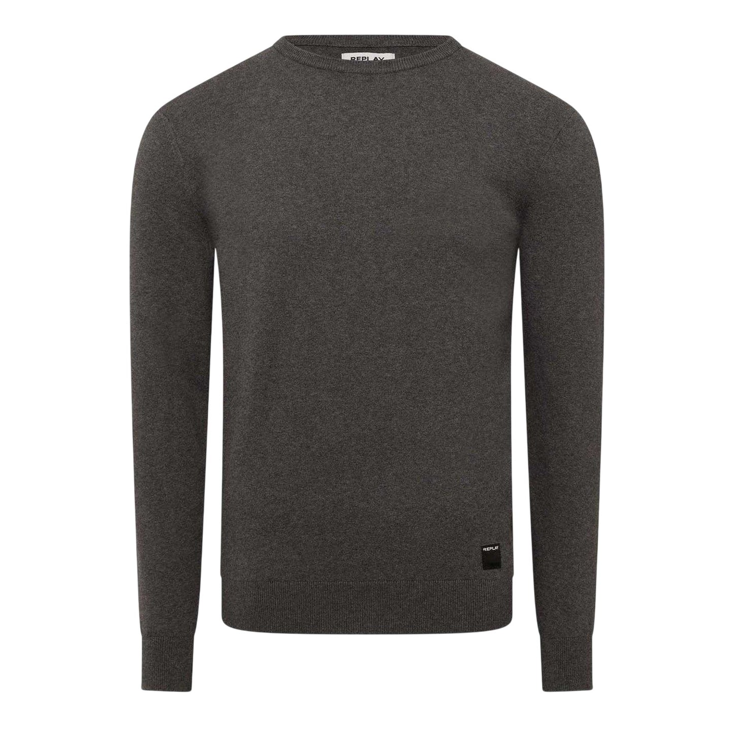 Grey - Front - Replay Mens Cotton Blend Crew Neck Jumper